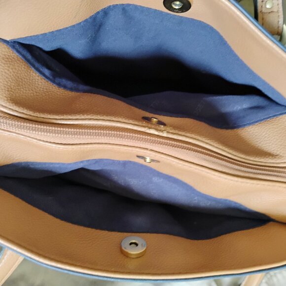 Rosetti Navy Blue & Tan Faux Leather Tote Bag with Multiple Pockets - Picture 5 of 8